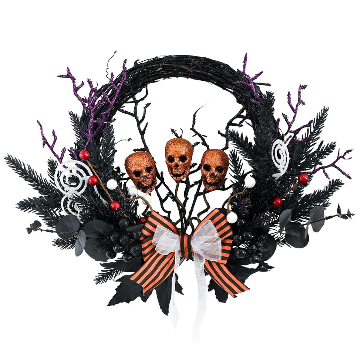 sruoe Halloween Decorations, Indoor Outdoor Halloween Decor, Artificial Wreaths, Halloween Decorations for Outside, Halloween Wreaths for Front Door, Halloween Horror Skeleton Maple Leaf Wreath