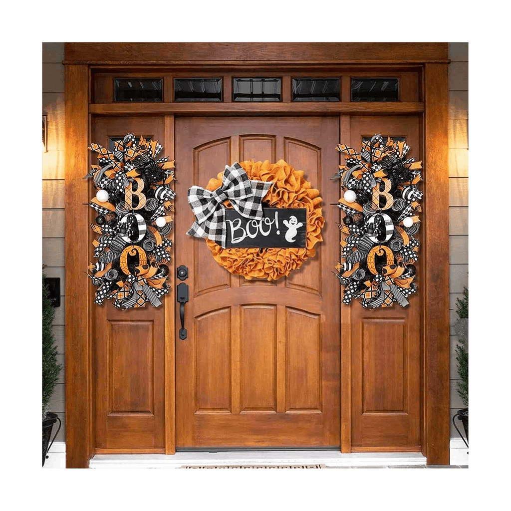 Halloween Swag Wreath Fall Wreath, Halloween Swag Wreath for Front Door, Halloween Spider, Mesh and Ribbons Swag Wreath