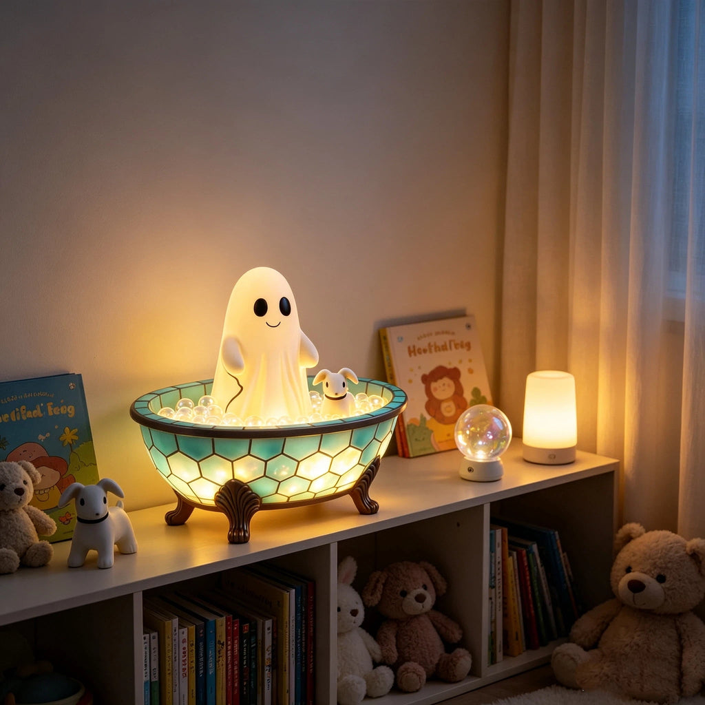 Halloween Ghost Night Light, Cute Ghost Playing The Guitar Lamp, Ghost Warm Lighted Figurine Lamps for Party Bedroom Study Room Home Dorm, Halloween Decor Indoor