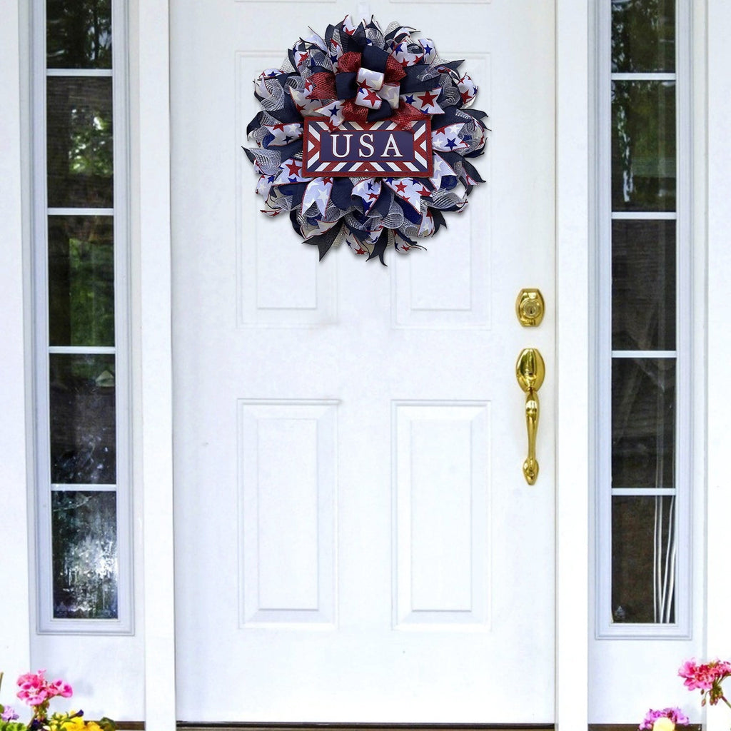 AZXY 4th of July Wreath,Patriotic Wreath,Independence Day Wreaths,Memorial Day Decorations