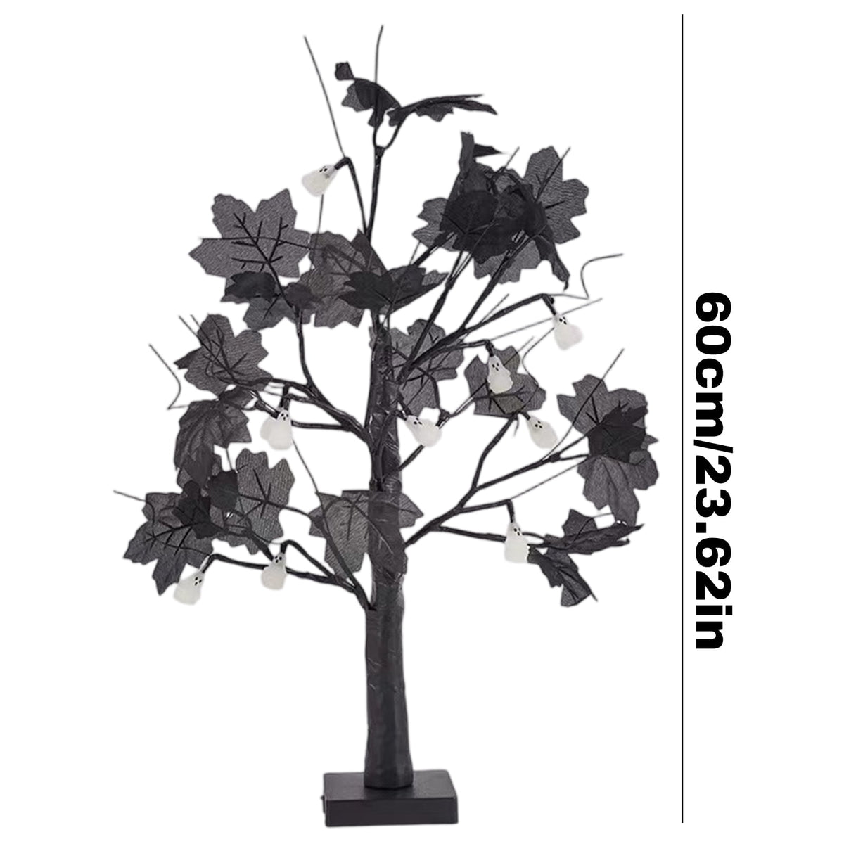 300Pack Black LED Halloween Tree Light, 23.62 in Ghost Pumpkin Bat Desktop Ornament for Home Decor, Table Decor, Office Desk Shelf Display