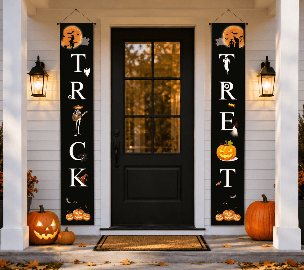 Halloween Decorations Outdoor Trick or Treat Halloween Porch Sign Banners Witch Decor