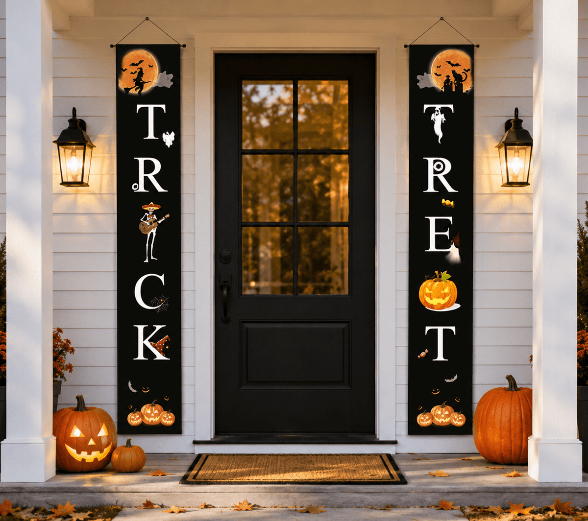 Halloween Decorations Outdoor Trick or Treat Halloween Porch Sign Banners Witch Decor