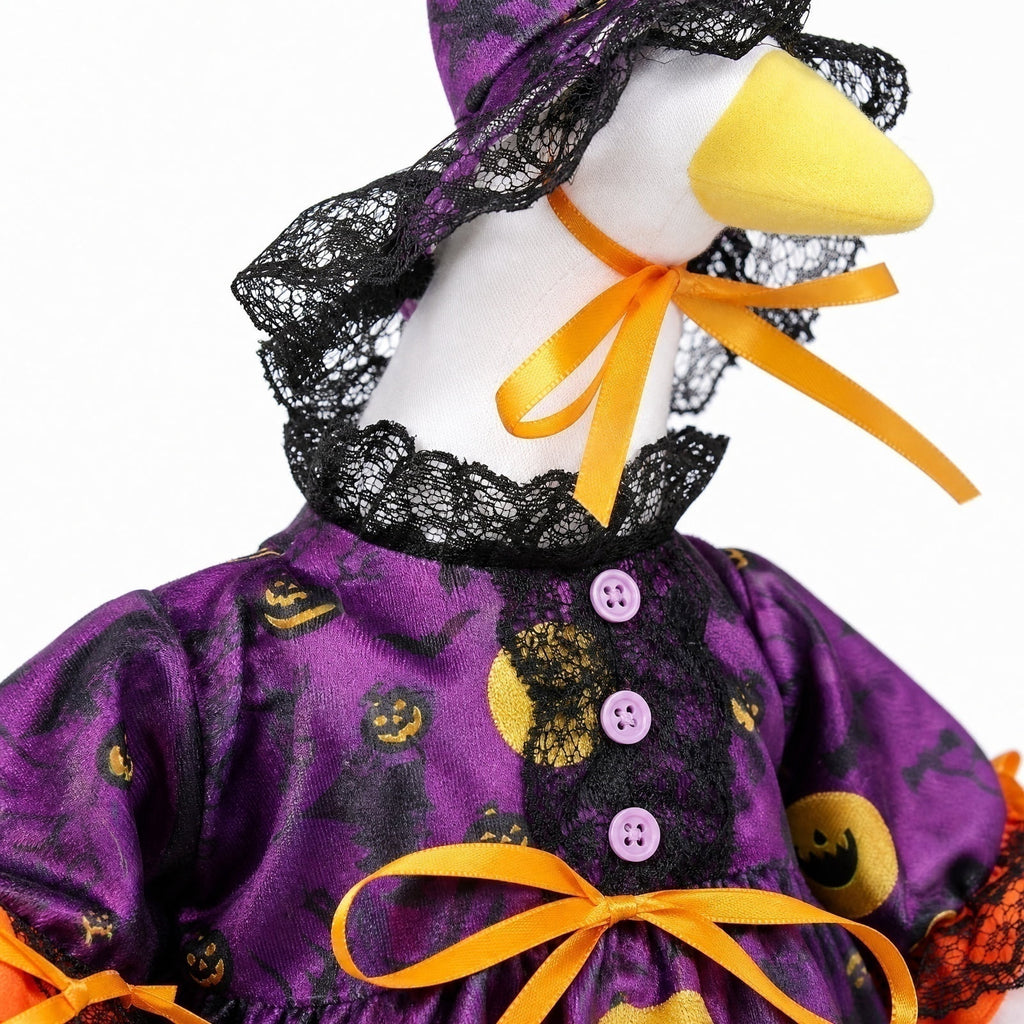 Halloween Garden Porch Decor, Porch Goose Outfits Halloween, 23 Inch Porch Goose Outfits, Witch Dress and Hat Set, Fits 23X11X26 Inch Standing Plush Goose for Front Porch Lawn