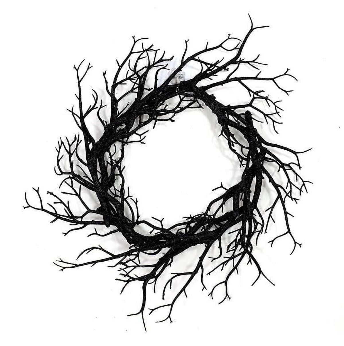 Halloween Black Twig Wreath 22 Inch Spooky Decorative Wreath for Front Door, Wall, or Mantel