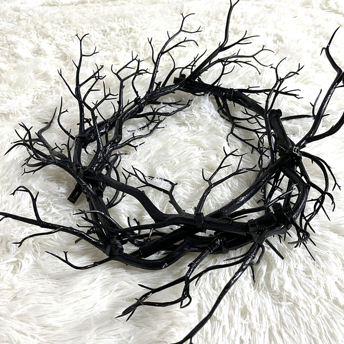 18 Inch Black Twig Halloween Wreath for Front Door - Artificial Dead Branch Garland for Indoor Outdoor Party Home Decor