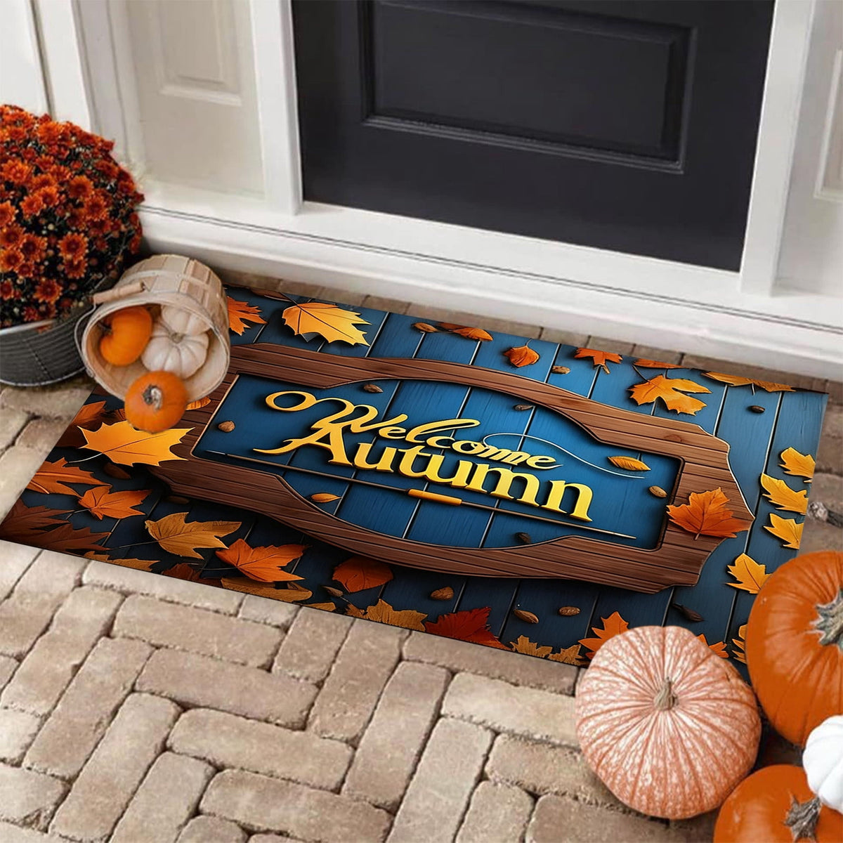 JoyMoreHome Fall Welcome Mat, 20x32 Inch Maple Leaves Door Mats, Decorative Indoor Outdoor Non Slip Entryway Rug, Halloween Thanksgiving Doormat Decor