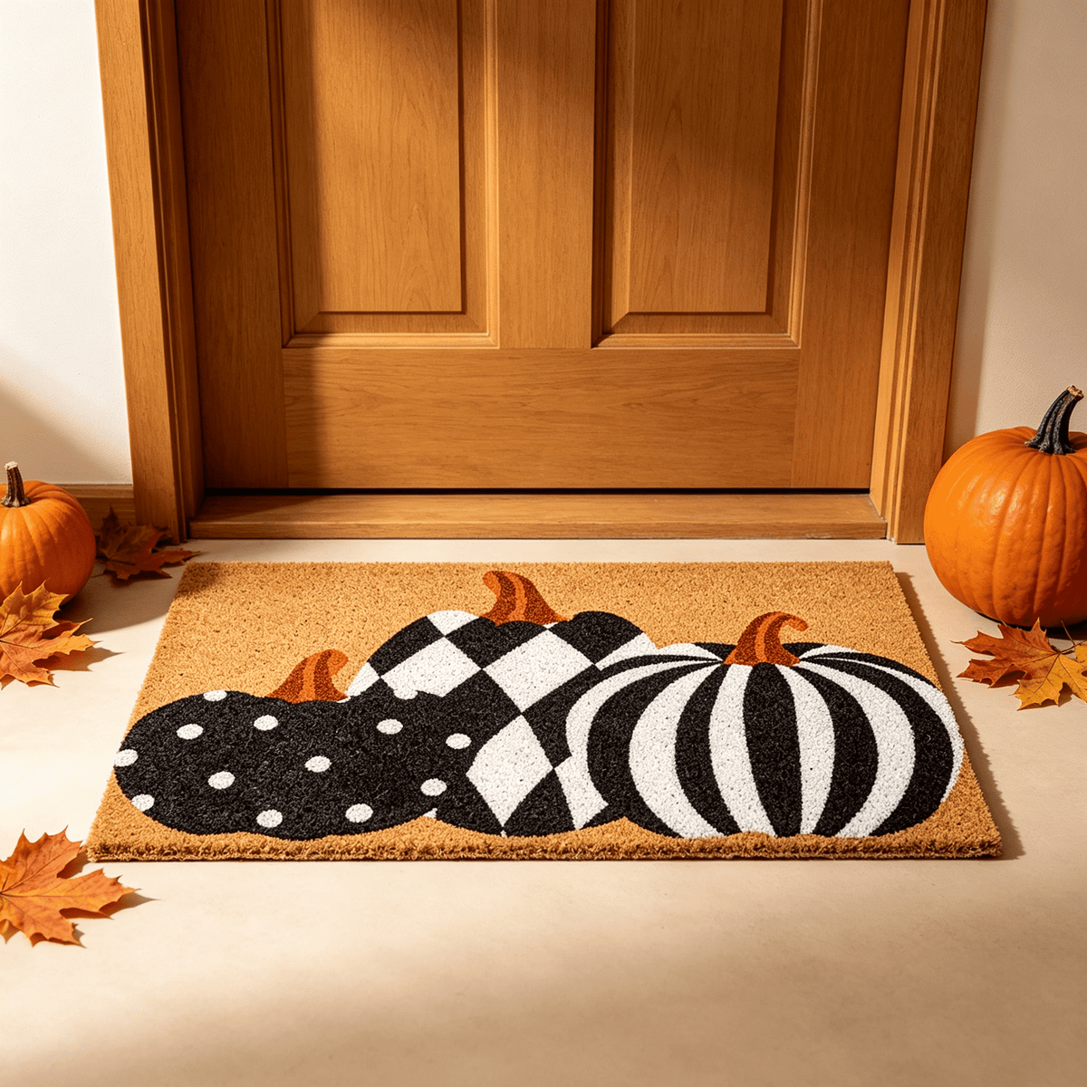 Halloween Pumpkin Doormat, Soft Non-Slip Indoor Outdoor Welcome Rug for Entryway Porch and Front Door
