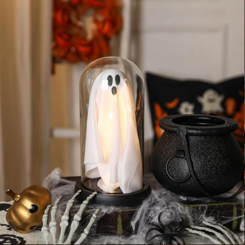 Diceymbol 11.81 Inch Halloween Ghost Night Light, Witch Hat Ghost Lamp with Jack O Lantern, Halloween Decorations Indoor for Table Mantel Party Decor