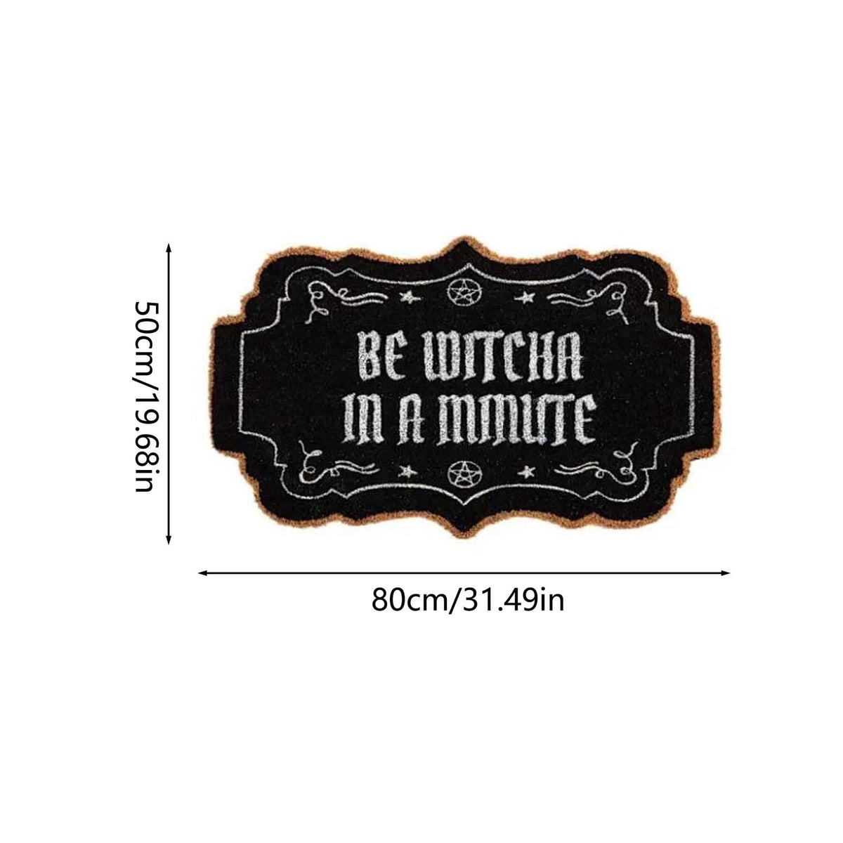Be Witcha In A Minute Ornate Coir Doormat Halloween Decorations, Weather Resistant Non Slip Mat for Front Porch Witch Gothic Home Decor