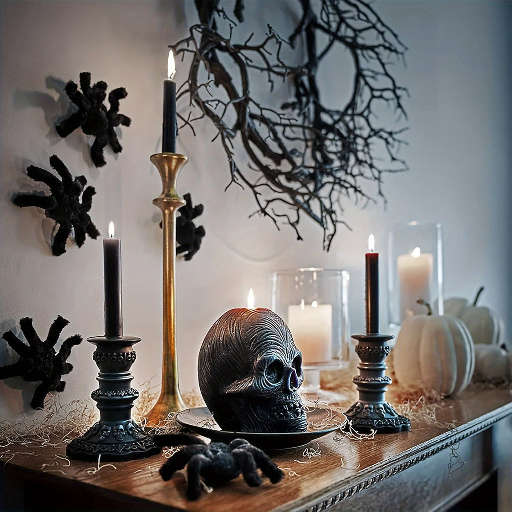 1pc Art Deco Style Halloween Wreath, 16.92-Inch Pre-Lit Black with Glittering Accents, Dead Branches, Festive Fall Home Window Wall Decor for Halloween