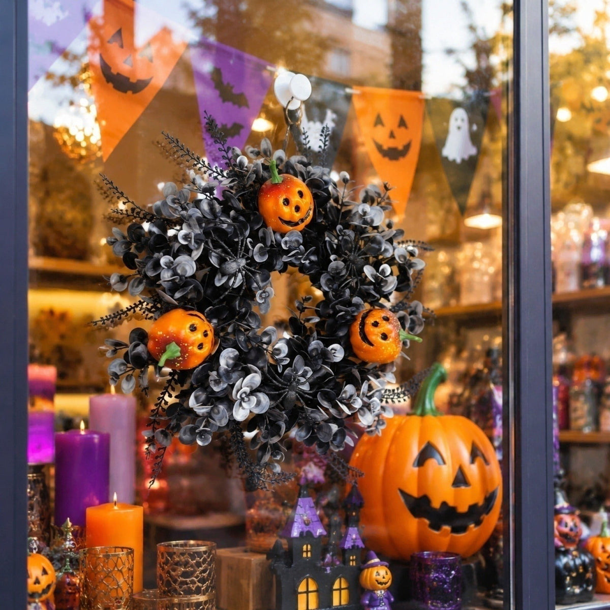 2026 Halloween Indooor Decoration Halloween Wreath Of Withered Branches Door Hanging Holiday Window Display Party Decoration Artificial Pumpkin Garland Wreath Wall Hanging