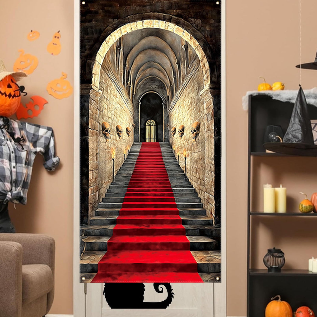 DAMAI Halloween Door Hanging Curtain Party Festival Scene Layout Supplies Decorative Porch Hanging Cloth