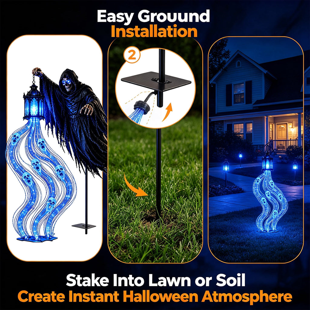 Luckky Christmas Bell Cascade Solar Yard Light,Solar Powered Flowing Star Bell Stake Light,Warm Yellow Outdoor Holiday Decor for Christmas Yard Decor（1 Pack）