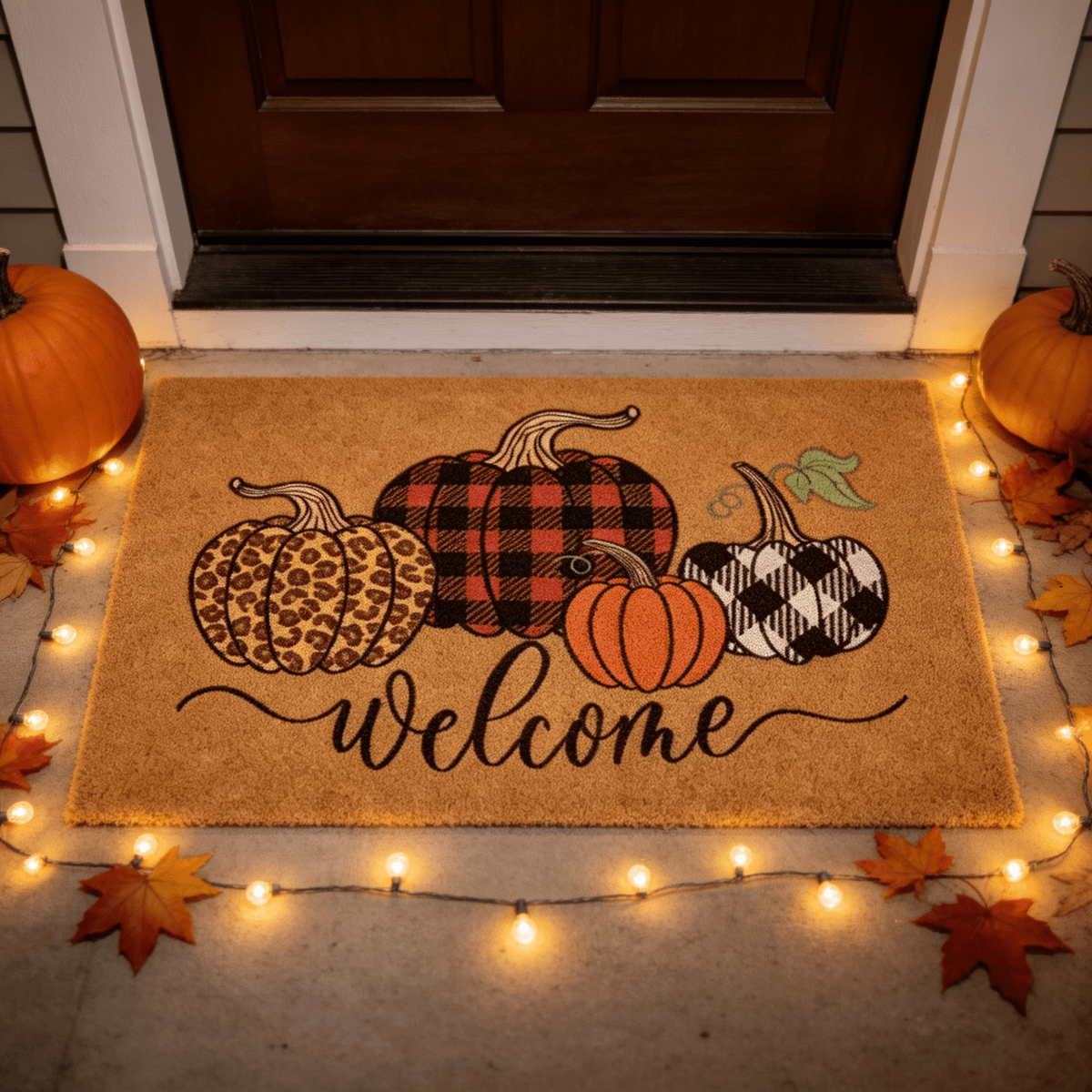 Halloween Pumpkin Doormat, Soft Non-Slip Indoor Outdoor Welcome Rug for Entryway Porch and Front Door