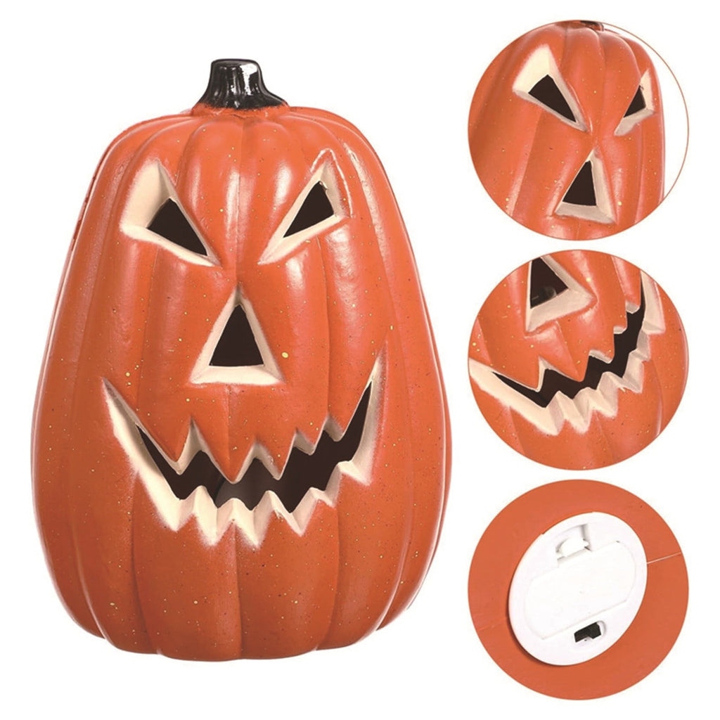 Halloween Pumpkin Lantern, Blow Mold LED Light Up Jack O Lantern for Indoor Outdoor Tabletop Decor, Spooky Holiday Centerpiece Prop for Home Party Mantel
