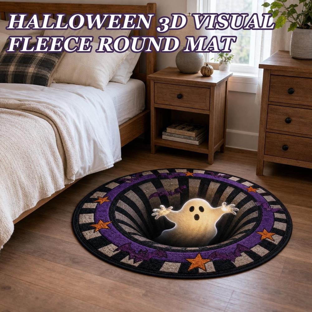 3D Illusion Halloween Round Mat, Halloween Optical Rug Home Decor