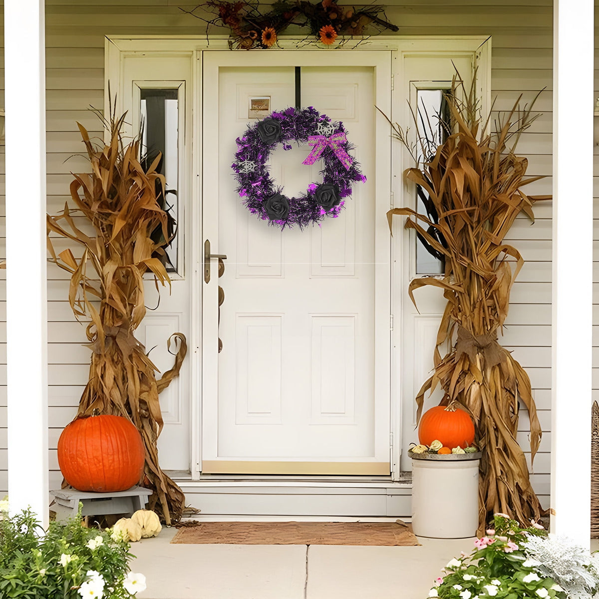 XGFHYJEH Halloween Wreath, Halloween Wreaths for Front Door, Halloween Decorations, Halloween Home Wall Decor Ornaments