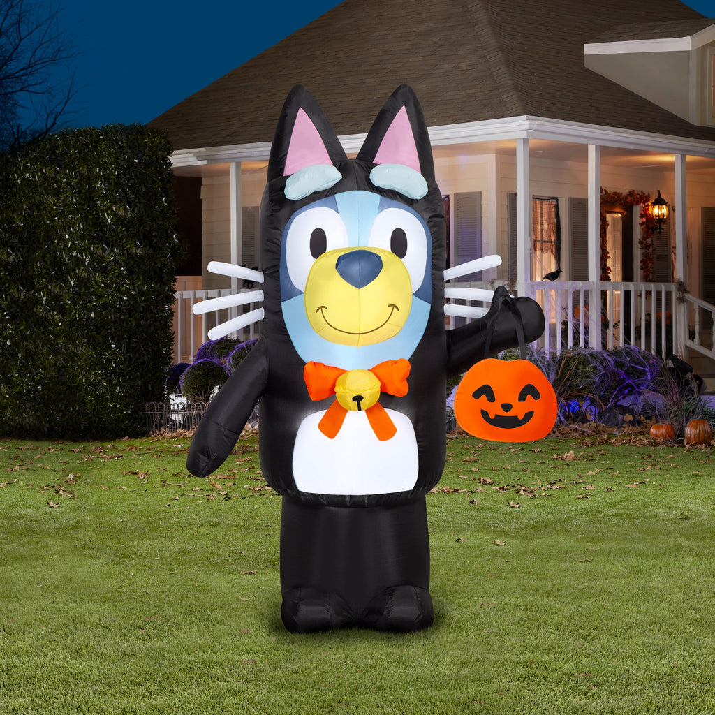 Airblown Halloween Inflatable Bluey in Cat Costume with LED Lights