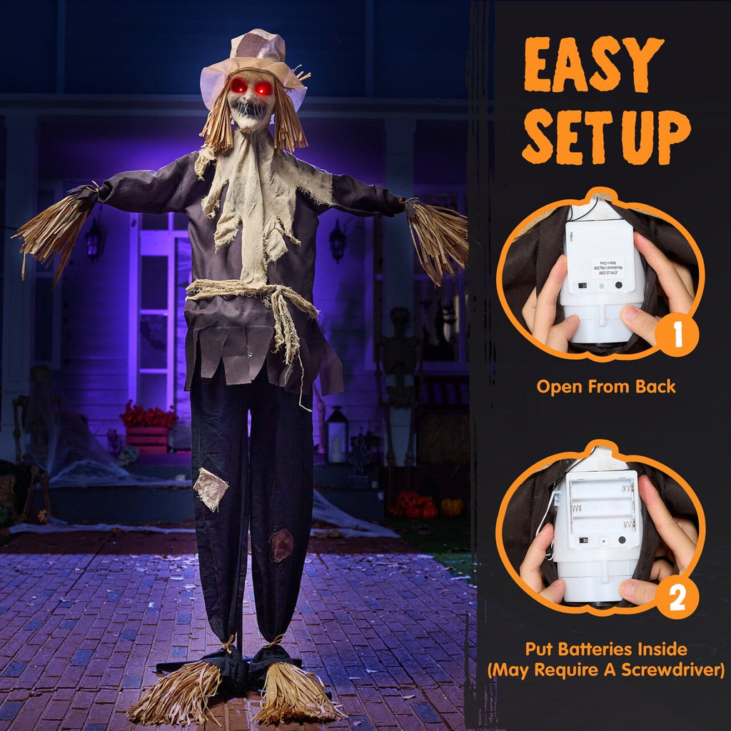 Joyfy Halloween Decorations Outdoor, 72"(6ft) Light Up Animated Scary Decorations Pumpkin Ghost with Sound Activation,Animatronics Pumpkin Decorations for Haunted House Prop Yard Decor