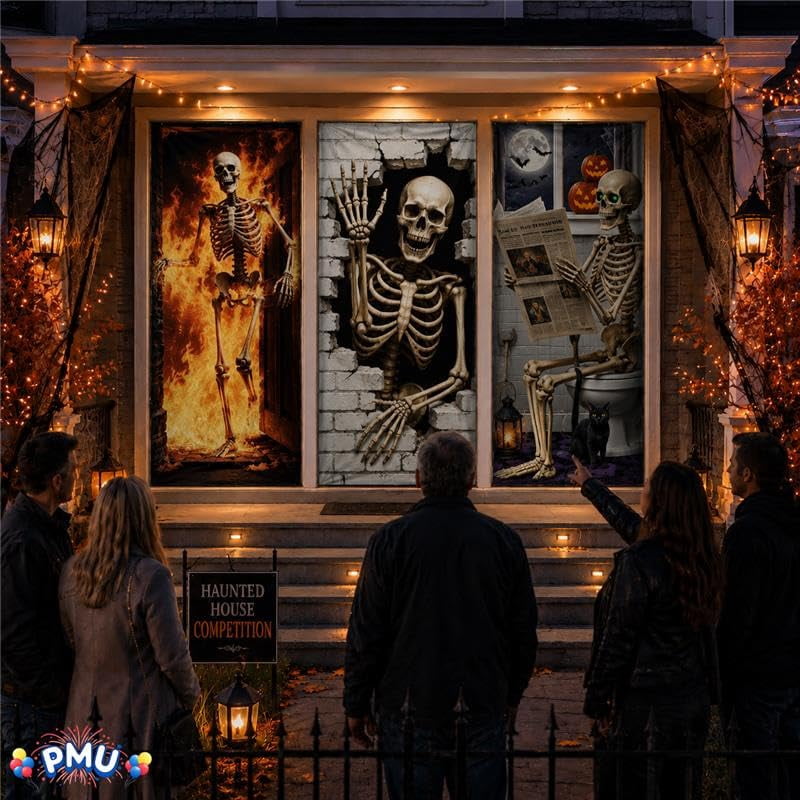PMU Halloween Bathroom Door Cover, Halloween Decor, Door Decor