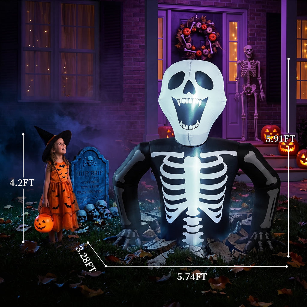 Ktaxon 6' Halloween Inflatables Skeleton Outdoor Halloween Decoration Emerging Large Skeleton
