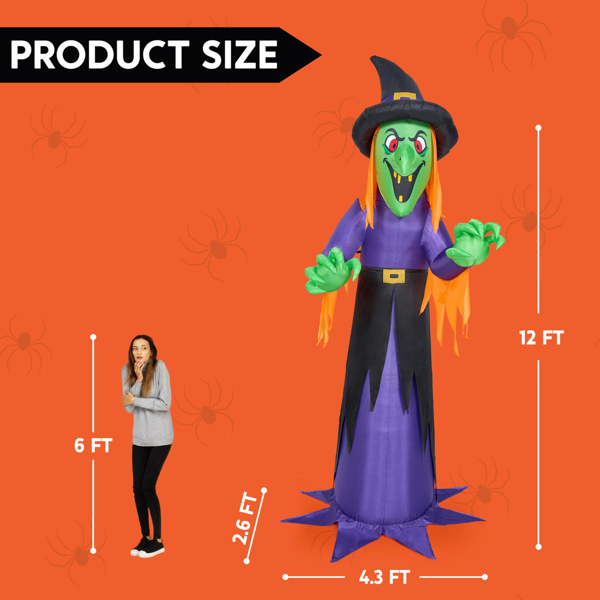 Joyfy 9 ft Halloween Inflatables Pumpkin Skeleton Decorations with Built-in LED Lights,Large Blow Up Decoration for Yard Lawn Garden Indoor Outdoor, Pumpkin Skeleton Inflatable Decoration