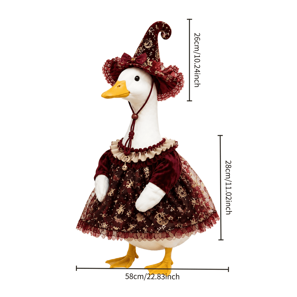 Halloween Garden Porch Decor, Porch Goose Outfits Halloween, 23 Inch Porch Goose Outfits, Witch Dress and Hat Set, Fits 23X11X26 Inch Standing Plush Goose for Front Porch Lawn