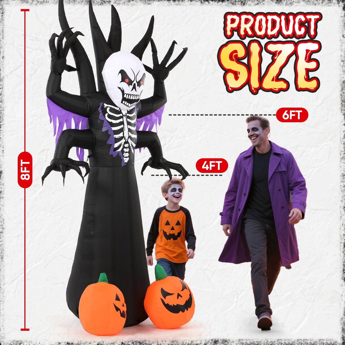 Toiyjofe 8ft Giant Halloween Inflatable Grim Reaper Tree with Pumpkins & LED Lights, Outdoor Skeleton Yard Decoration for Lawn & Haunted House