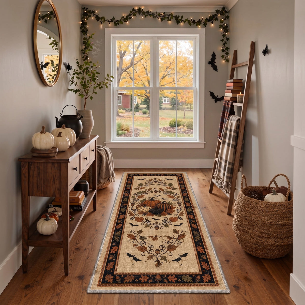 KUETH 3'x5' Halloween Machine Washable Area Rug, Non-Slip Rugs for Living Room, Bedroom and Dining Room, Orange