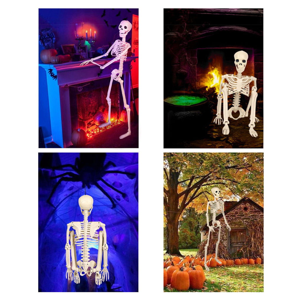 LmnLft Life Size Poseable Hanging Skeleton Decoration with Movable Joints, Full Body Halloween Prop for Indoor Outdoor Yard Party Displays