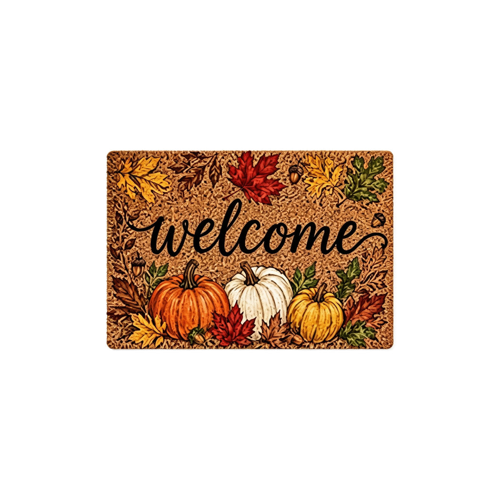 Fall Thanksgiving Welcome Doormat with Pumpkin Maple Leaf Design 15.75 x 23.62 Inch Crystal Velvet Seasonal Rug for Entryway Kitchen Home Decor