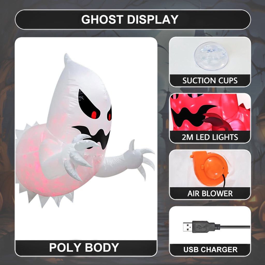 AGCAN 4.6 FT Halloween Inflatable Ghost Blow Up Ghost Broke Out from Window Halloween Decor