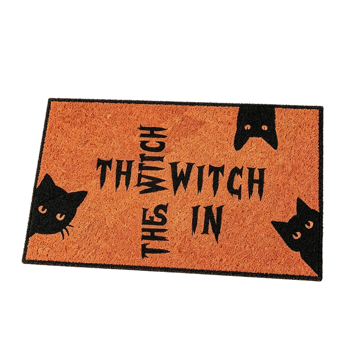 Halloween Black Cat Doormat Outdoor 23x15 Inch, Funny Welcome Mat | Non-Slip PVC Backing, No-bleed Stays Vibrant in Covered Outdoor Areas