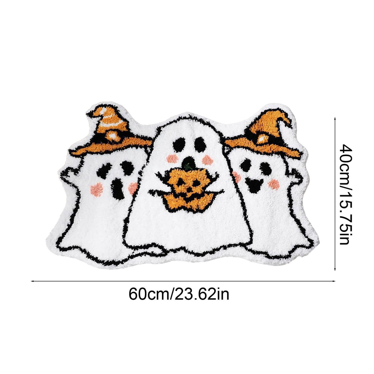 Halloween Wreath Shaped Rugs, Soft Indoor Mat for Entryway, Kitchen, Halloween Party, Pumpkin Witch Spooky Home Decor, 23.62x15.75 Inches