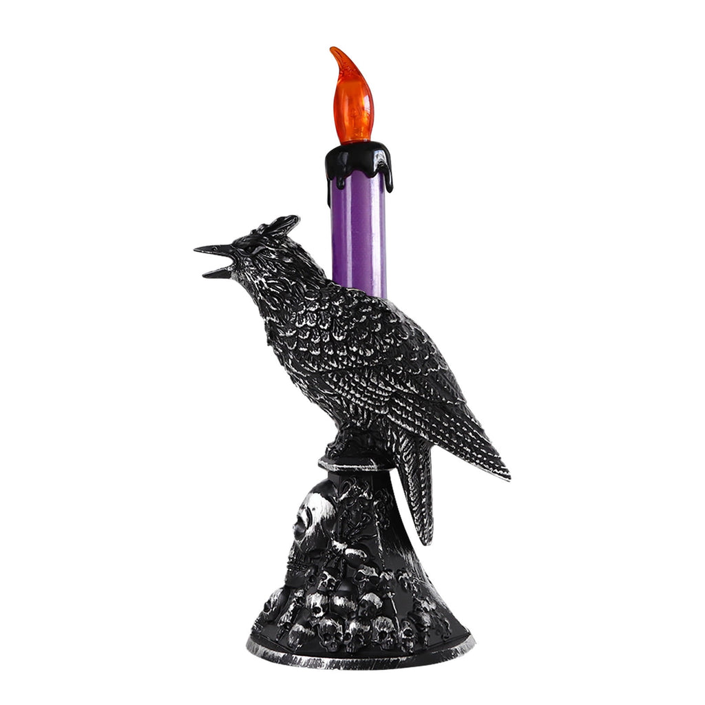Gothic Mysterious Raven Lamp Light Sculpture, Resin Halloween Moonlight Luminous Crow Bird Led for Home Decor Gift, Bedroom Bedside, Living Room