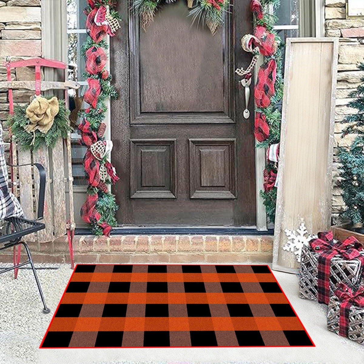 sruoe Halloween Door Mat Durable Non-Slip Halloween Decorations Outdoor, Outdoor Rugs for Patio with Rubber Backing, Front Porch Entryway, Easy Clean Absorbent Fade-Resistant.