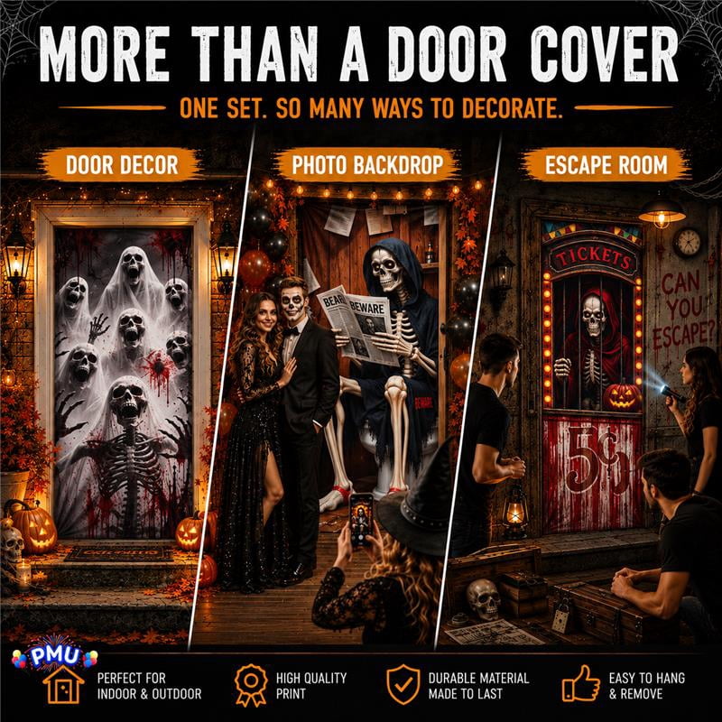 PMU Halloween Bathroom Door Cover, Halloween Decor, Door Decor