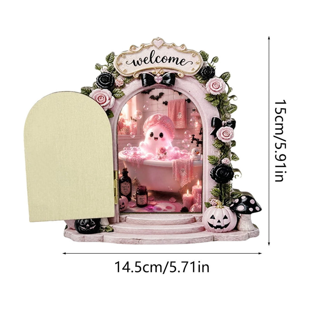 AuroraX Halloween Ghost Decor Outdoor Halloween Decoration Courtyard Tabletop Desktop Haunted Halloween Decoration for Yard Garden Pink