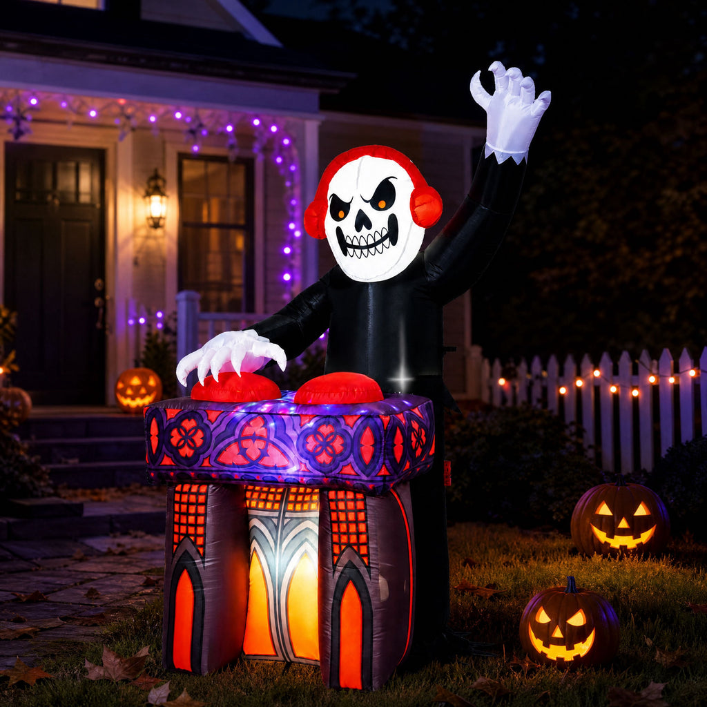 Joyfy 8 FT Halloween Inflatable Skeleton Dinosaur with Build-in LEDs Pumpkin Decorations,Halloween Outdoor Decorations Blow up Yard Decorations