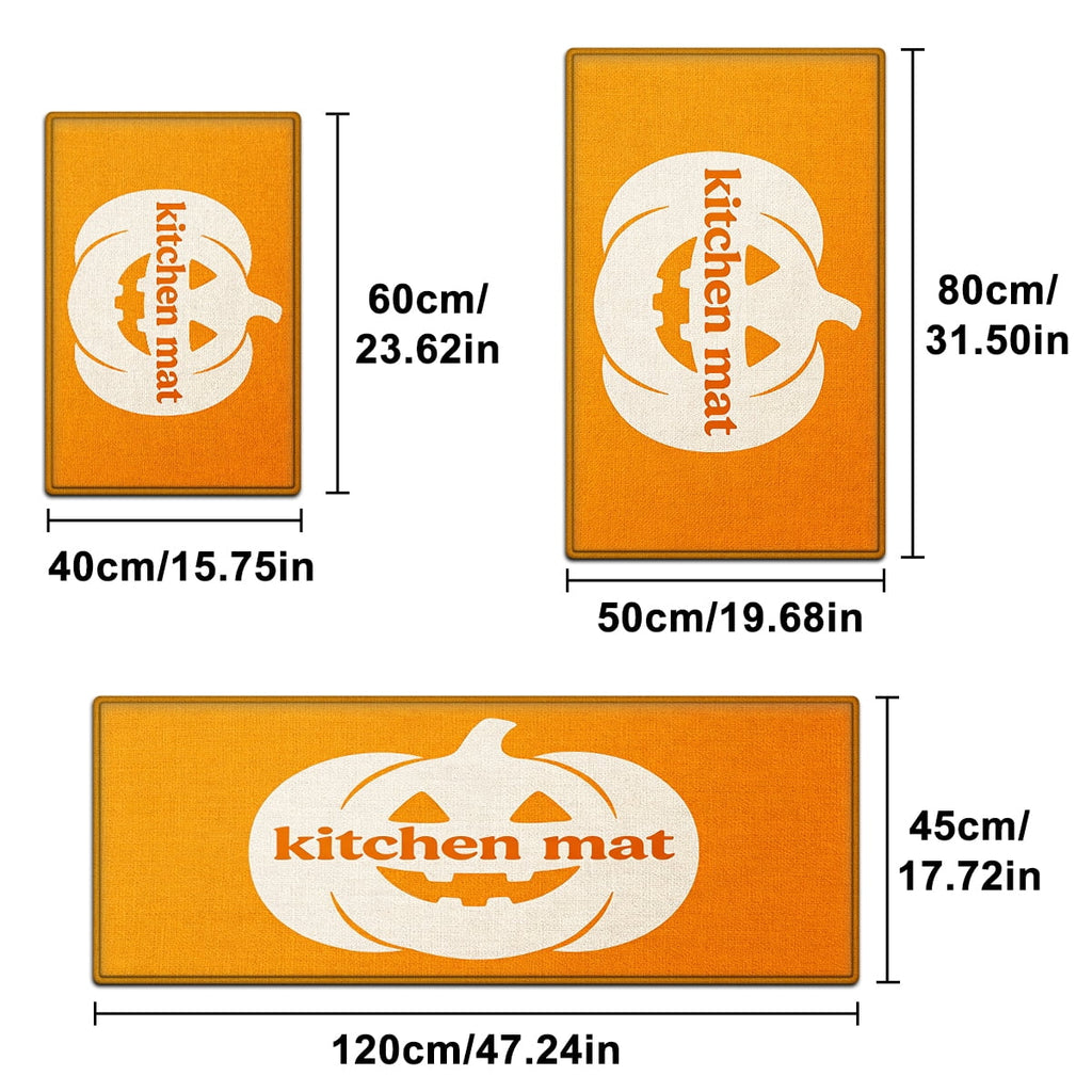 YIMEIS Halloween Orange Ghost Pumpkin Black Cat 1Pc Flannel Mat & Kitchen Rugs,Soft Non-slip,16''×24'' Inches,for Entryway Bathroom