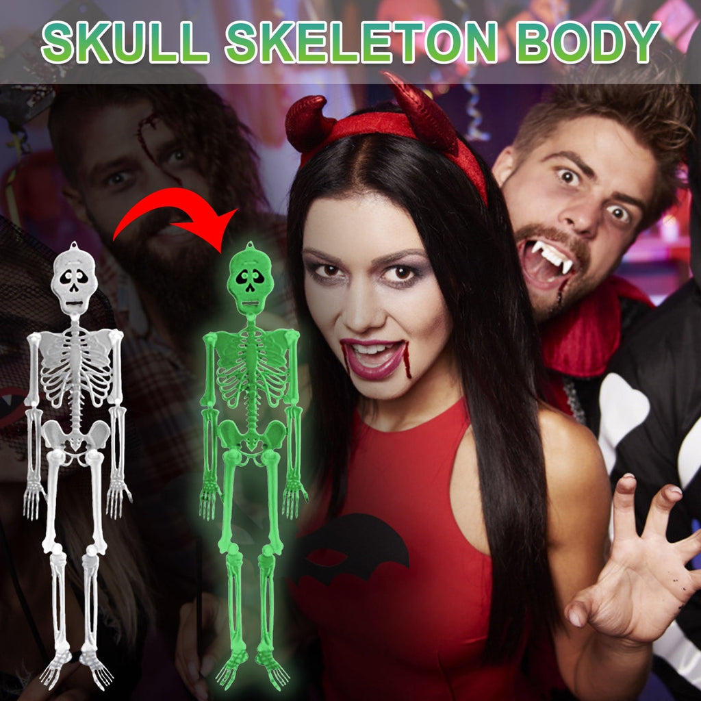 Matoen 12inch Halloween Luminous Skeleton Full Body Realistic Bones with Movable Joints for Halloween Indoor and Outdoor Decoration