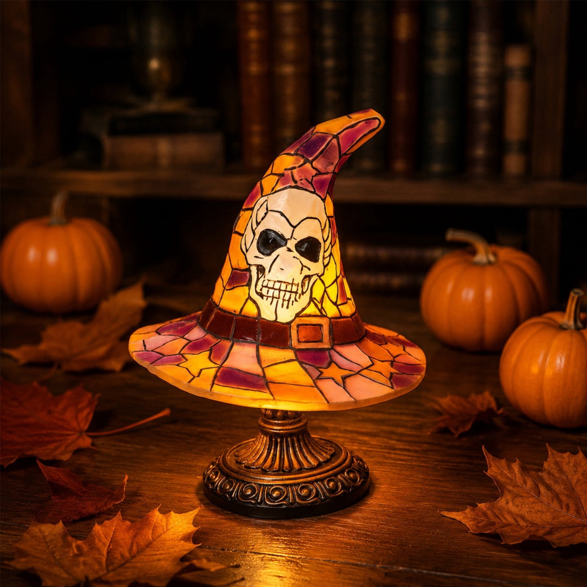 Clearance Witch Hat Lamp, Halloween Nigh Light Handcrafted Retro Resin Witch Hat Light, Usb Powered, Gothic Halloween Decorations for Bedroom