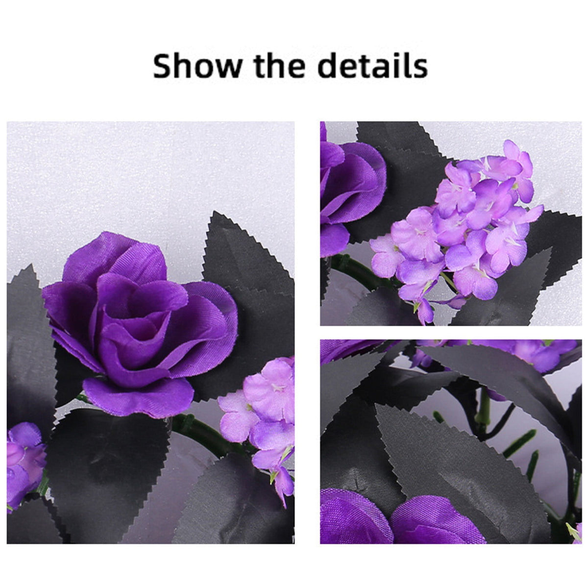 HHBEAUTY Artificial Purple Rose Halloween Candle Rings Wreaths 9.8 Inch Gothic Floral Eucalyptus Leaves Candle Ring Holder Halloween Wedding Party Centerpiece Table Decorations Home Decor