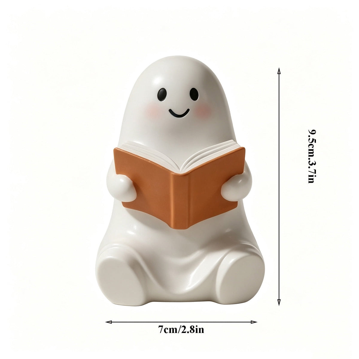 Halloween Ghost Figurine, Ghost Girl with Pink Bow & Hot Drink, Funny Ghost Statue Halloween Decor for Gift, Cute Spooky Tabletop Ornament for Home, Mantle, Desk & Party Decoration