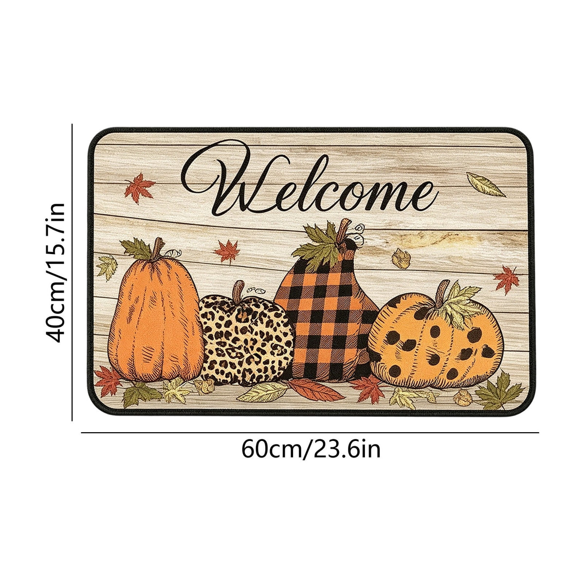 Yhmxh Fall Pumpkin Decorative Door Mat, Autumn Harvest Welcome Entryway Rug, Non‑Slip Absorbent Front Doormat, Seasonal Floor Mat for Indoor Outdoor Halloween Home Decoration 15.7x23.6 Inch