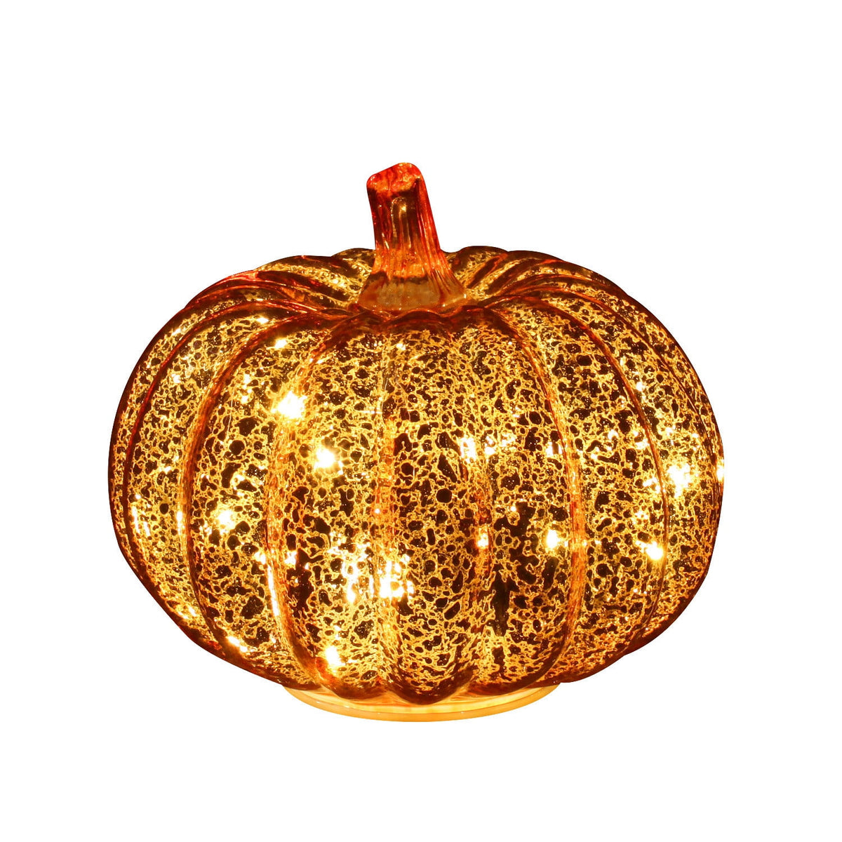 Halloween Fall Pumpkin Lamp,Sparkling Glass Pumpkin Night Lantern,6.6x5.5 inch Light Up Pumpkin Decor,A