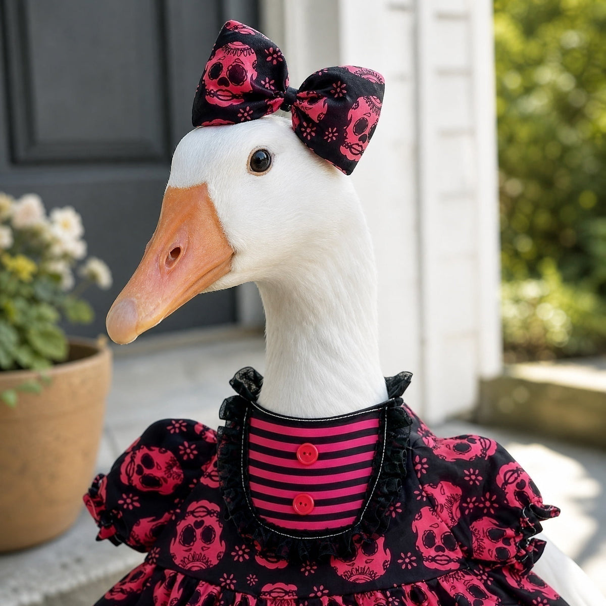 Halloween Garden Porch Decor, Porch Goose Outfits Halloween, 23 Inch Porch Goose Outfits, Witch Dress and Hat Set, Fits 23X11X26 Inch Standing Plush Goose for Front Porch Lawn