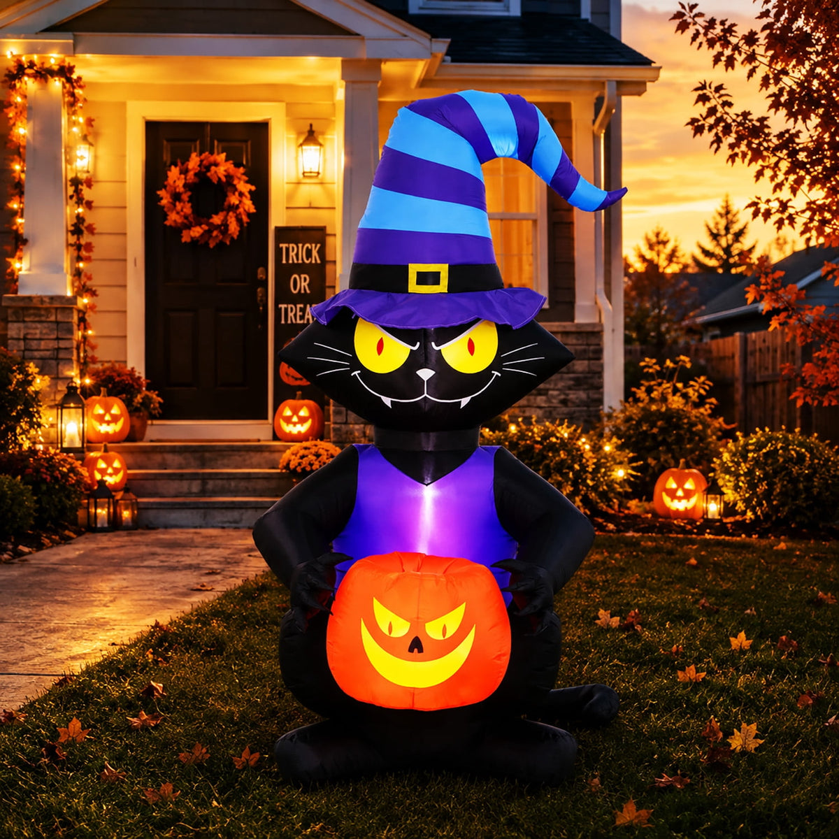 Toiyjofe 8ft Halloween Inflatable Skeleton Tree with LED Lights, Spooky Lighted Outdoor Yard Decoration with Grim Reaper & Pumpkins