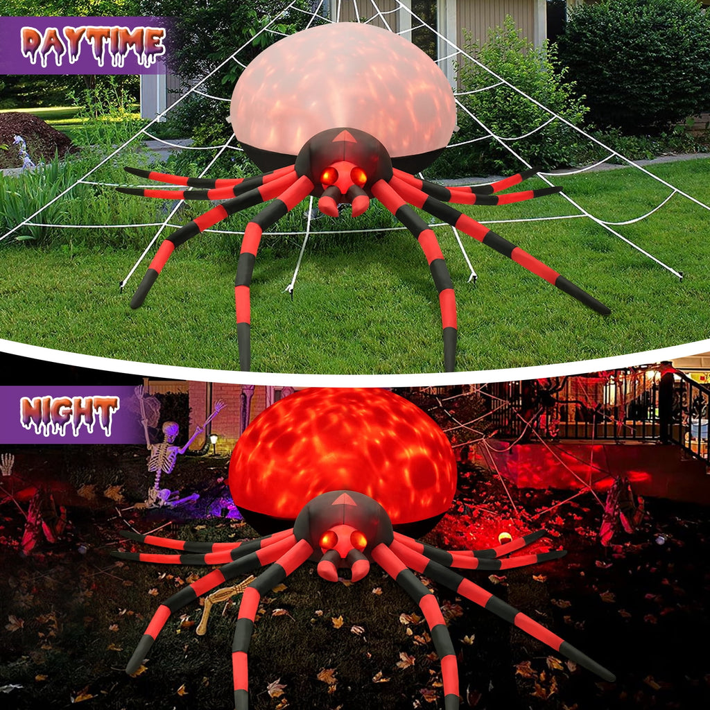 Yexmas 8FT Halloween Inflatables Outdoor Decorations Giant Spider Decorations with LED Lights and Air Pump Blow up Inflatable Green